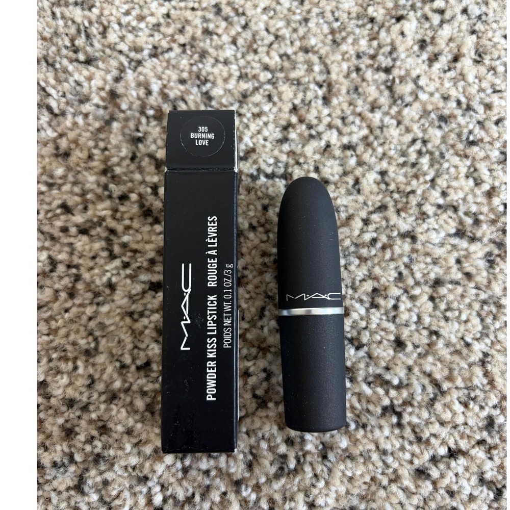 MAC Powder Kiss Lipstick - 305 BURNING LOVE - 0.1oz./3g New